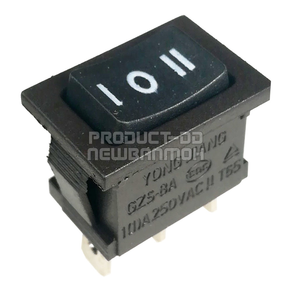 KCD1 สวิตช์กระดก ON-OFF-ON (I-O-II) 3 ขา สีดำ 1A 250V AC