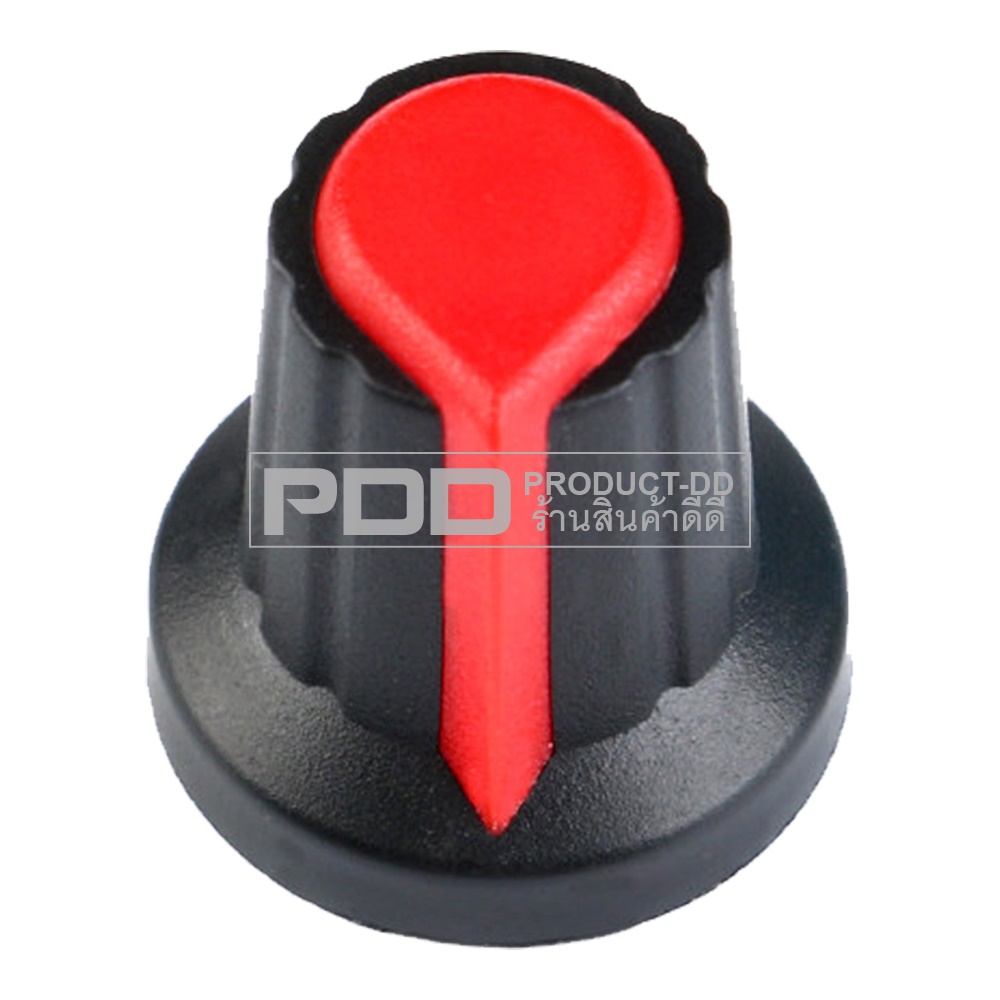 ลูกบิดโวลลุ่ม พลาสติคแบบเสียบ 1.5x1.6 ซม. สีแดงใส่กับ Volume VR แกน 6 มม.