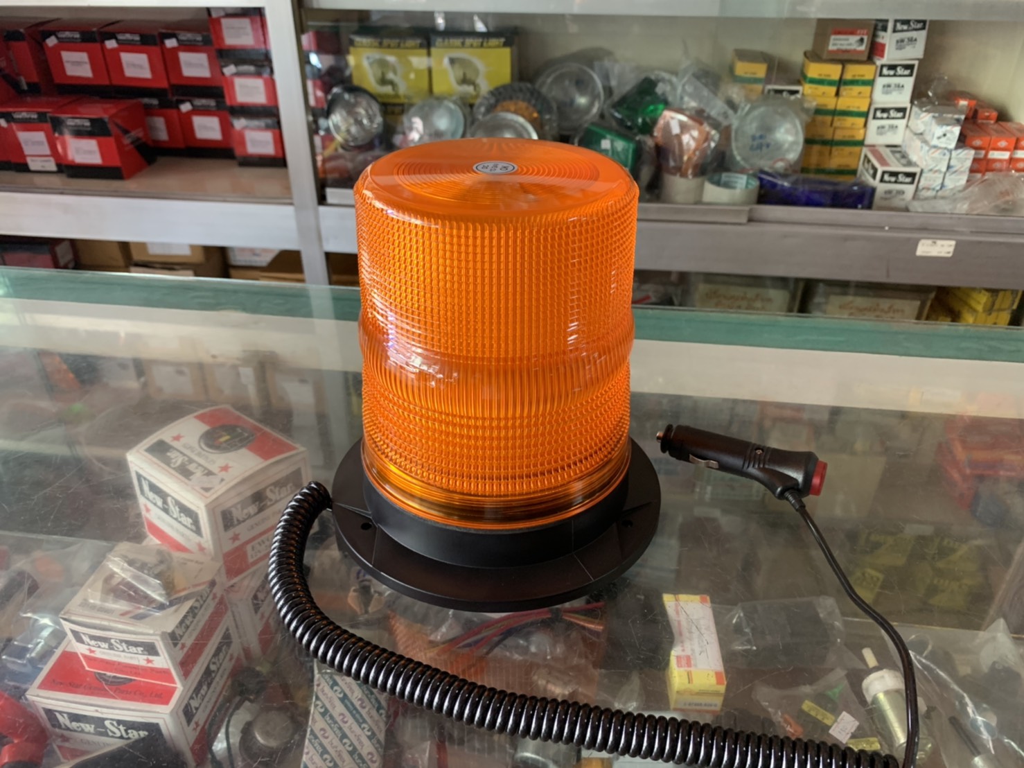 ไฟไซเรน LED 2 ระบบ หมุน+กระพริบ ฐาน 7 นิ้ว 80 mm 12-24V
