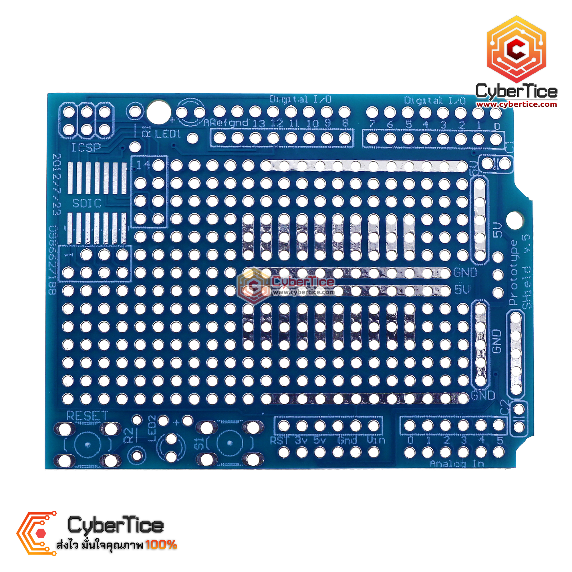 PCB Phototype Arduino UNO R3 Shield สีน้ำเงิน 2.54mm - ขาย Arduino ...