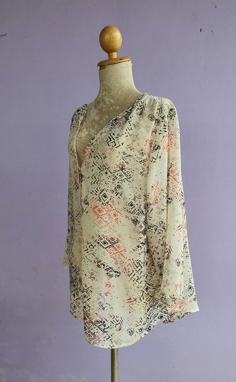 FF02827 เสื้อแฟชั่น ชีฟอง มือสอง แบรนด์ MAURICES อก free- 50 นิ้ว