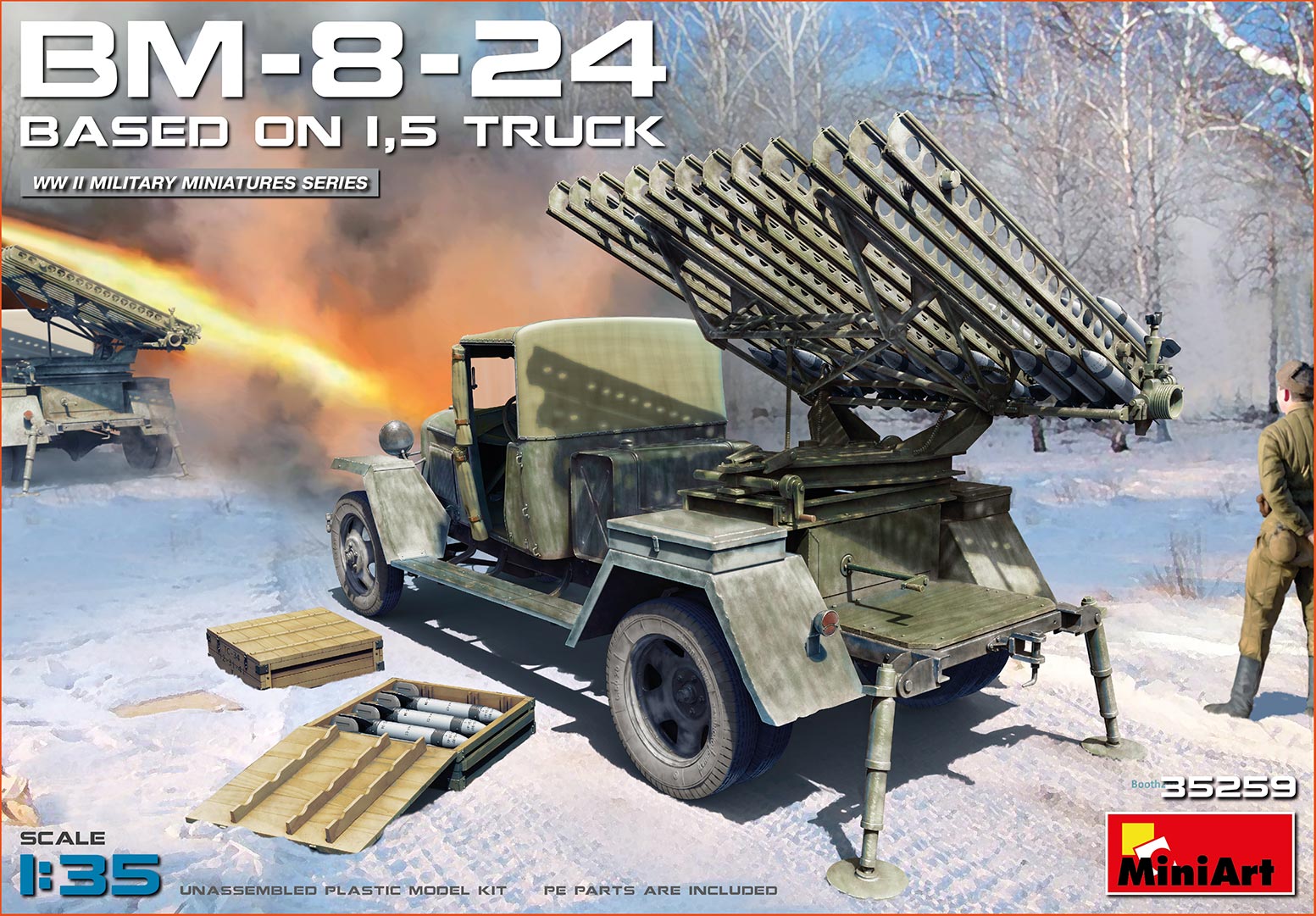 โมเดลรถยิงจรวด MiniArt ขนาด 1/35 MI35259 BM-8-24 Based On 1,5t Truck