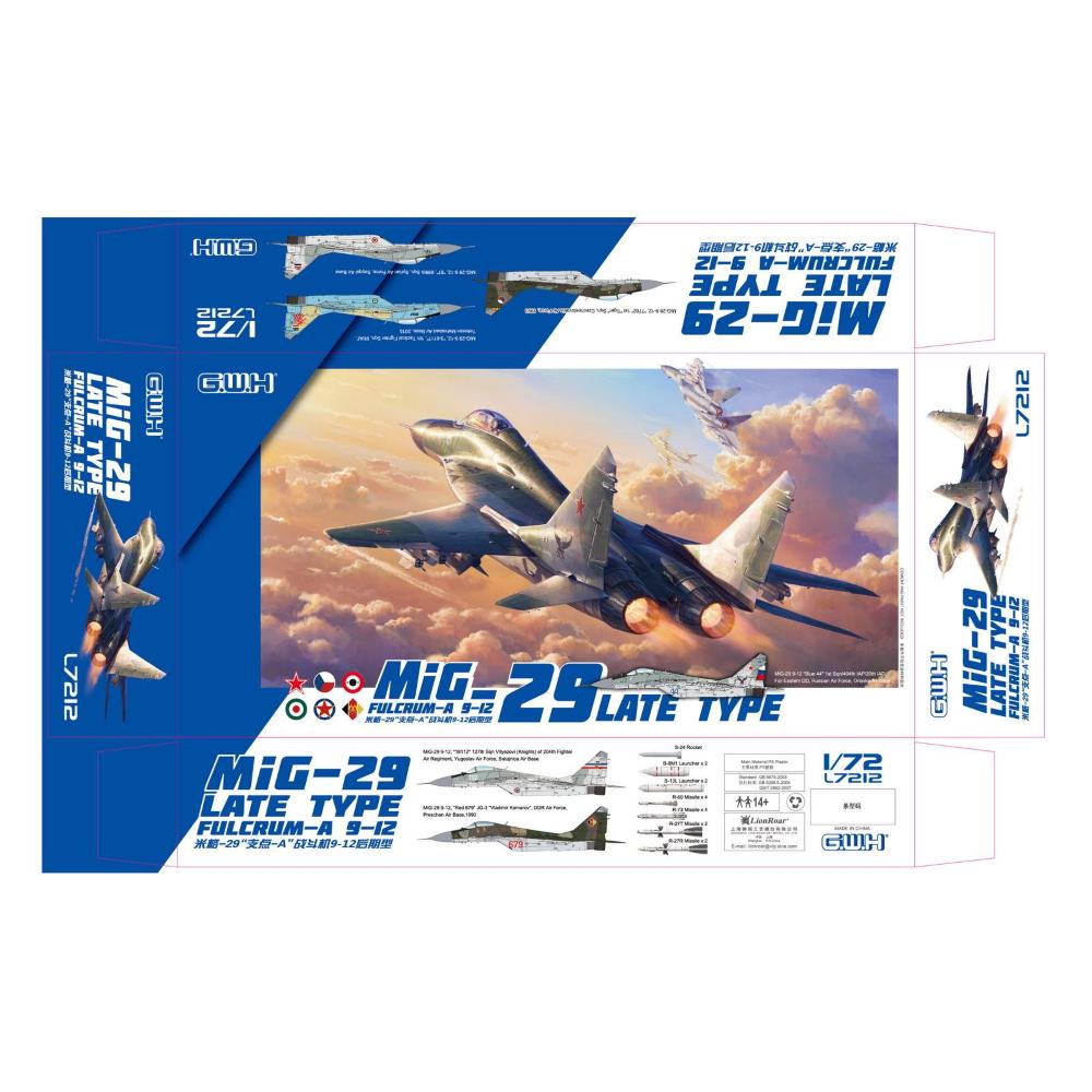 โมเดลเครื่องบิน Great Wall Hobby 1/72 L7212 MIG-29 Fulcrum-A 9-12 Late Type