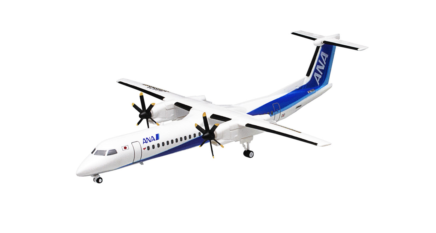 โมเดลเครื่องบินจำลอง ยี่ห้อเอฟทอย ขนาด 1/300 F-toys ANA Wing Collection 5 #2 DHC8-Q400 Triton blue paint