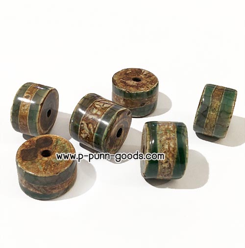 dZi Tibetan Agate, สี Coffee (16~17x9~16 มม.)