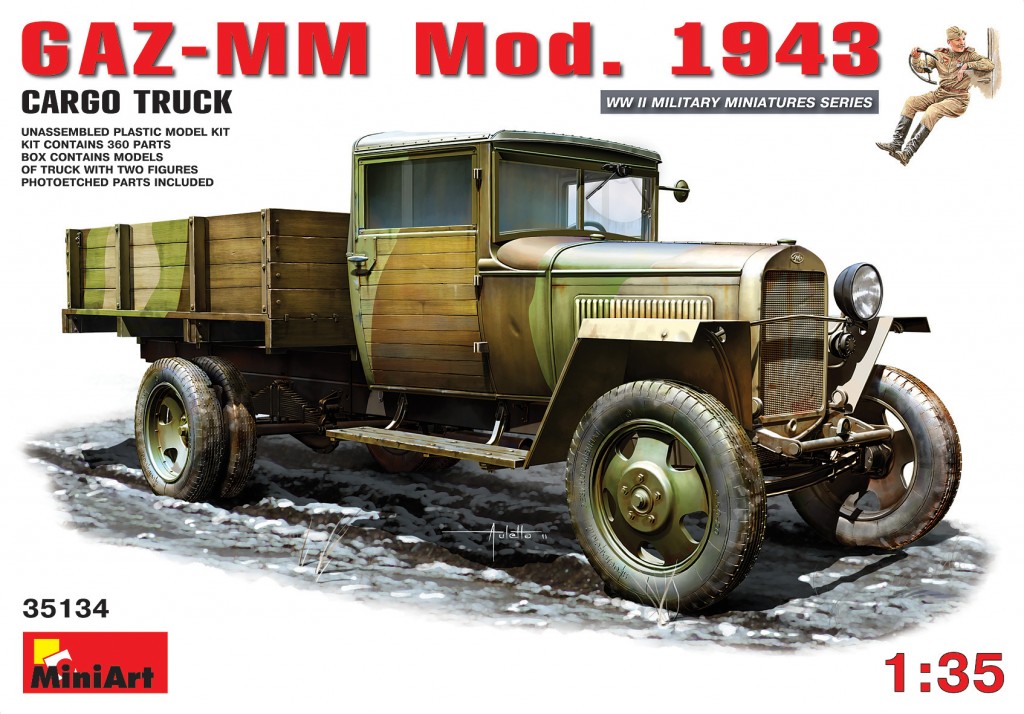 โมเดลรถบรรทุกทหาร MiniArt ขนาด 1/35 MI35134 Gaz-MM Mod.1943 Cargo Truck
