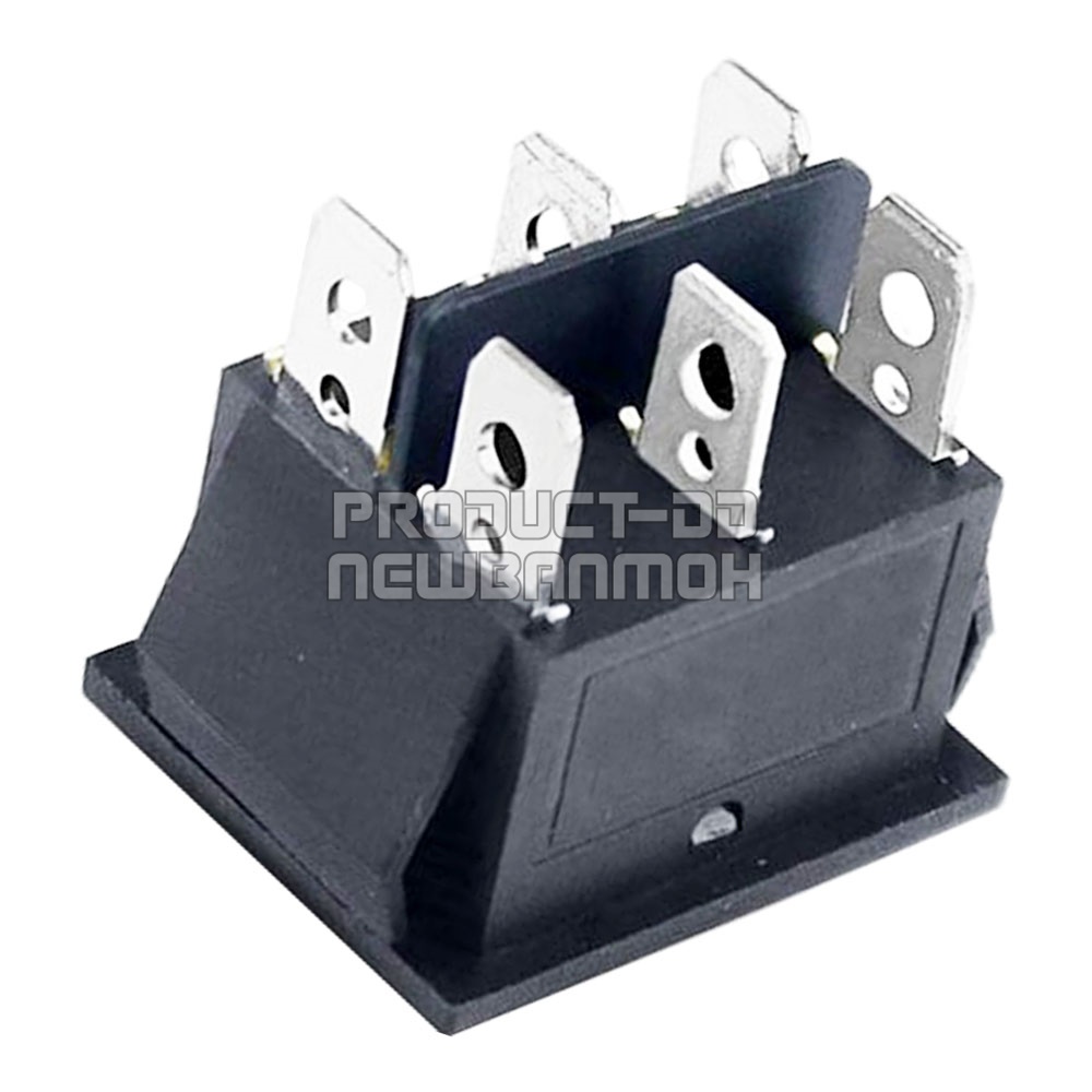 KCD4 สวิตช์กระดก ON-OFF-ON (Foward-Stop-Back) 6 ขา 16A 250V AC สีดำ และฝาครอบกันน้ำ