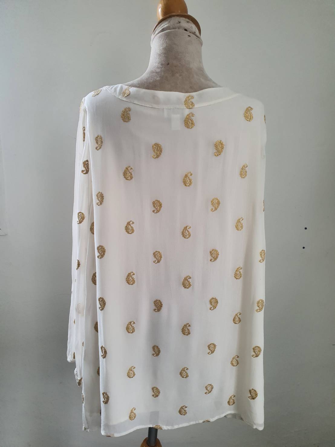 FF05468 เสื้อผ้าแฟชั่น ชีฟอง สีขาวครีม charter club