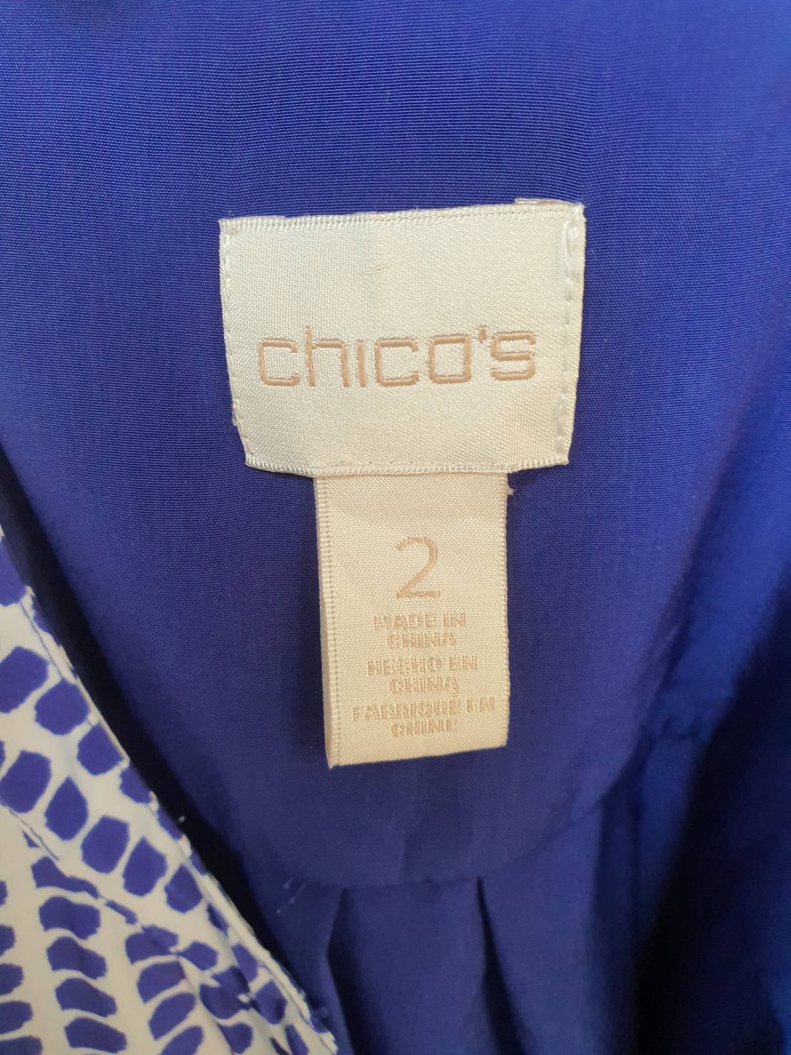 FF04423 เสื้อผ้ามือสอง แขนกุด สีน้ำเงิน แบรนด์ chico's อก 40 นิ้ว