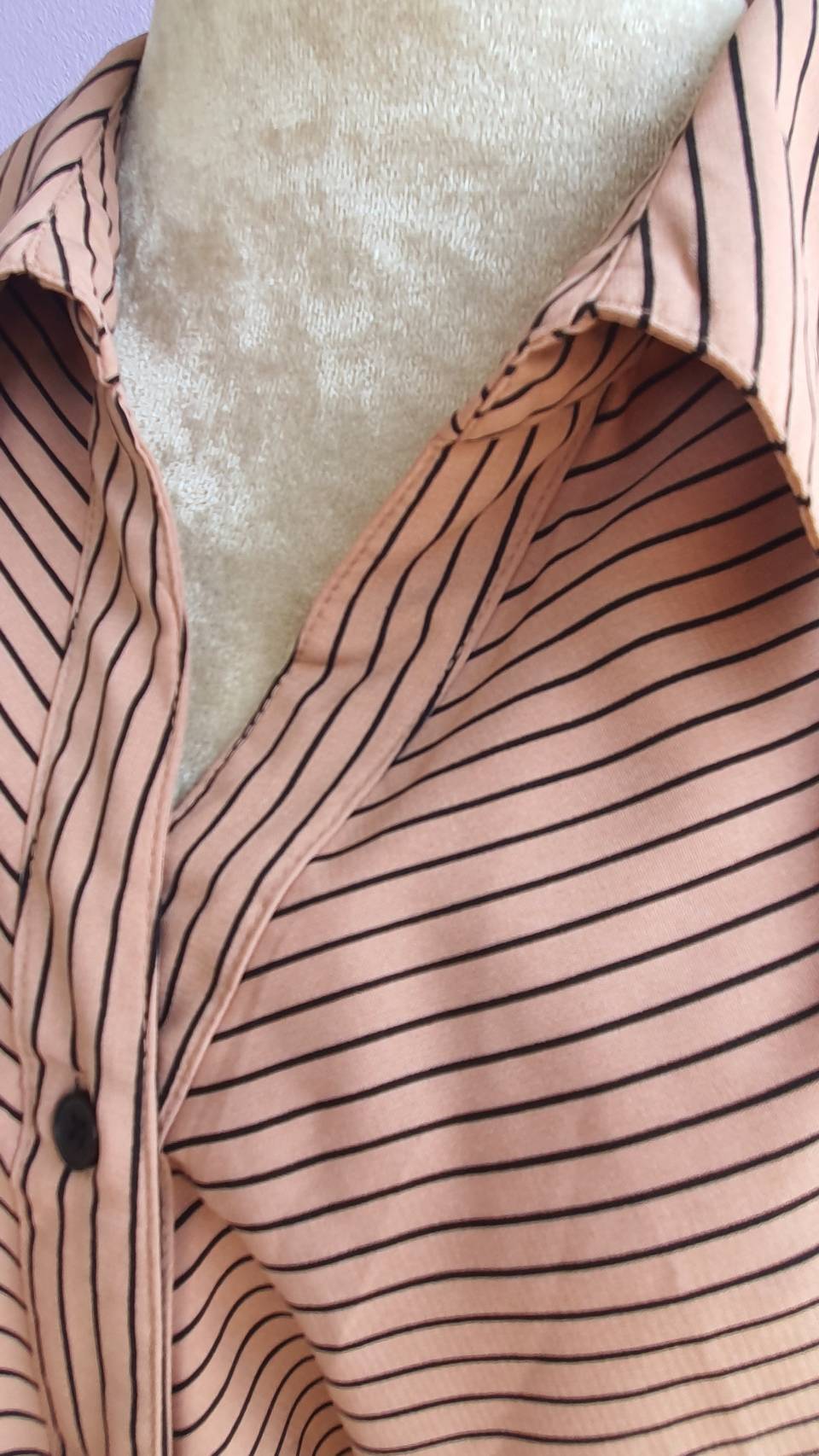 FF02972 เสื้อเชิ้ต สีน้ำตาลลายทาง แบรนด์เนม มือสอง notations อก free-46 นิ้ว