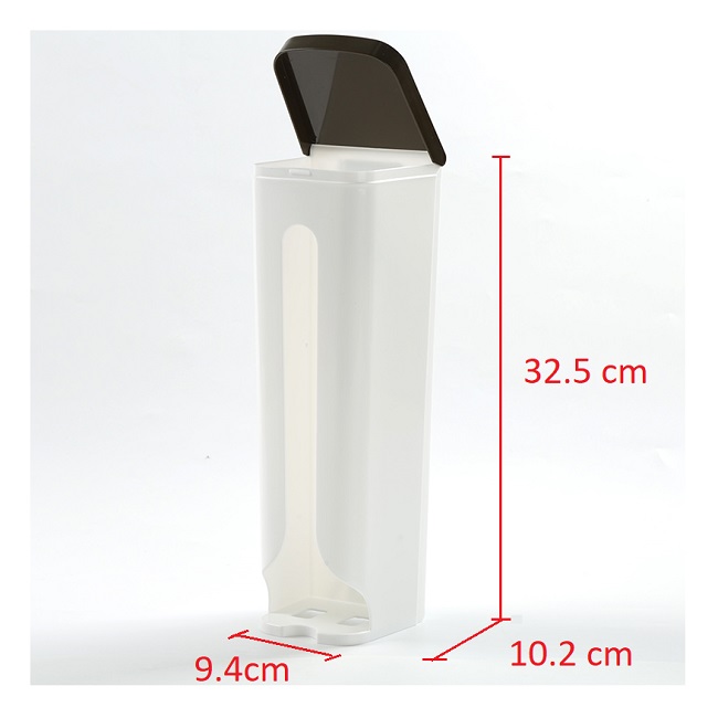 DC020009 กล่องเก็บผ้าอเนกประสงค์ สีขาว+ฝาสีดำ กล่องติดผนัง size s
