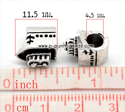 ลูกปัดเรือเดินสมุทร 11.5x10มม. สีเงินโบราณ