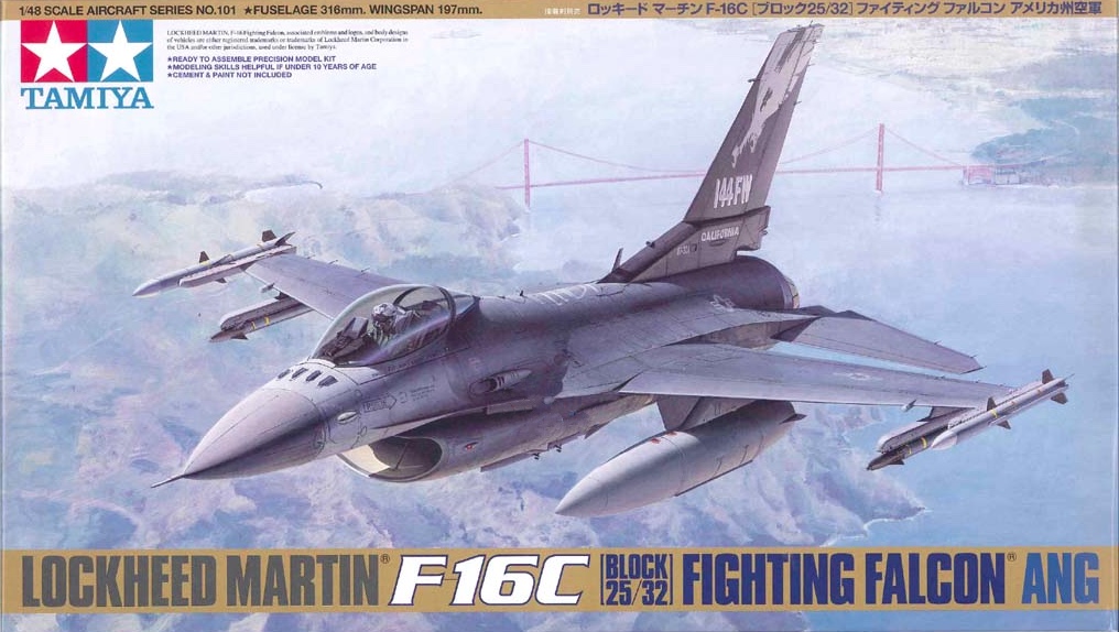 โมเดลเครื่องบิน Tamiya ขนาด 1/48 TA61101 Lockheed Martin F-16C Block 25/32 Fighting Falcon ANG