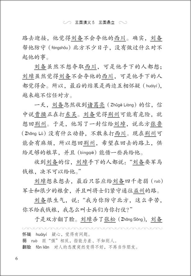 หนังสืออ่านนอกเวลาภาษาจีนเรื่องสามก๊ก ตอนกำเนิดสามก๊ก 学汉语分级读物(第2级):三国演义(5三国鼎立 )