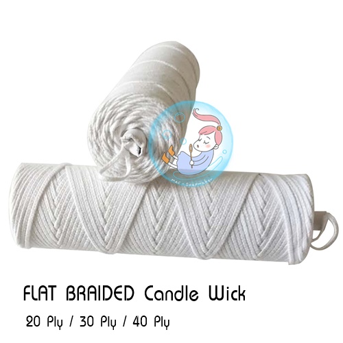 Candle Wick : Flat Braided Candle Wick ไส้เทียนเปีย (แบน) หลายขนาด ความยาว 10 หลา