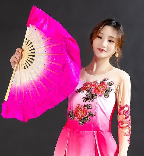 พัดฟ้อนรำจีนสำหรับนักเรียน 真丝舞蹈扇跳舞一对儿童 Chinese Silk Fan Dancing for Student