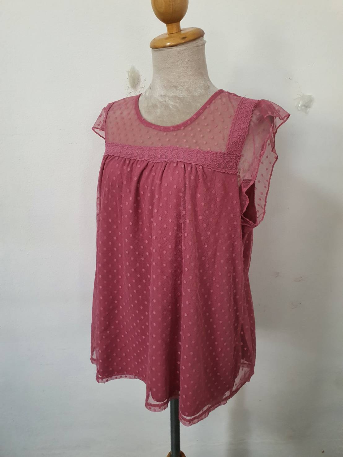 FF06395 เสื้อผ้ามือสอง สีชมพู อก free-46 นิ้ว
