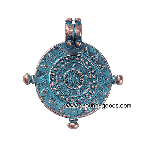 จี้เข็มทิศเดินทะเล PATINA (สีเขียวโบราณ) 27x24 มม.