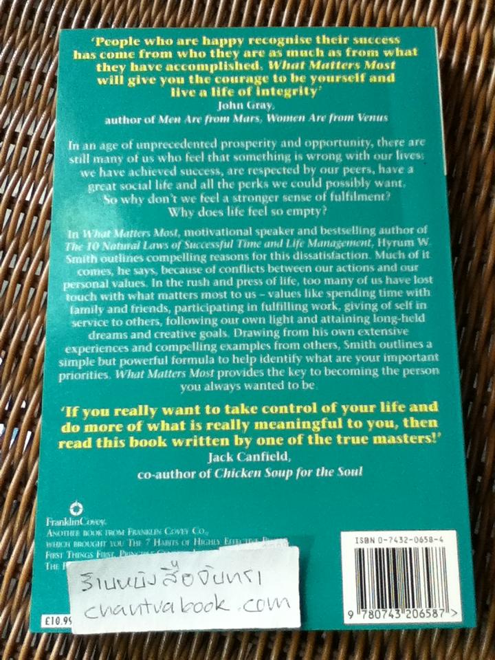 WHAT MATTERS MOST The Power of Living Your Values/ HYRUM W. SMITH