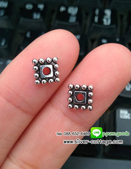 ลูกปัดคั่น สี่เหลี่ยม 7 มม. สีเงินโบราณ