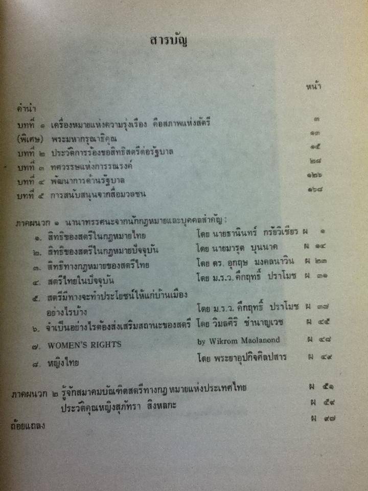 สิทธิสตรี ประวัติและวิวัฒนาการของการเรียกร้องสิทธิสตรีไทย/ คุณหญิงสุภัทรา สิงหลกะ