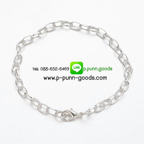 สร้อยข้อมือโซ่ Cross Chain สีเงิน พร้อมตะขอก้ามปู