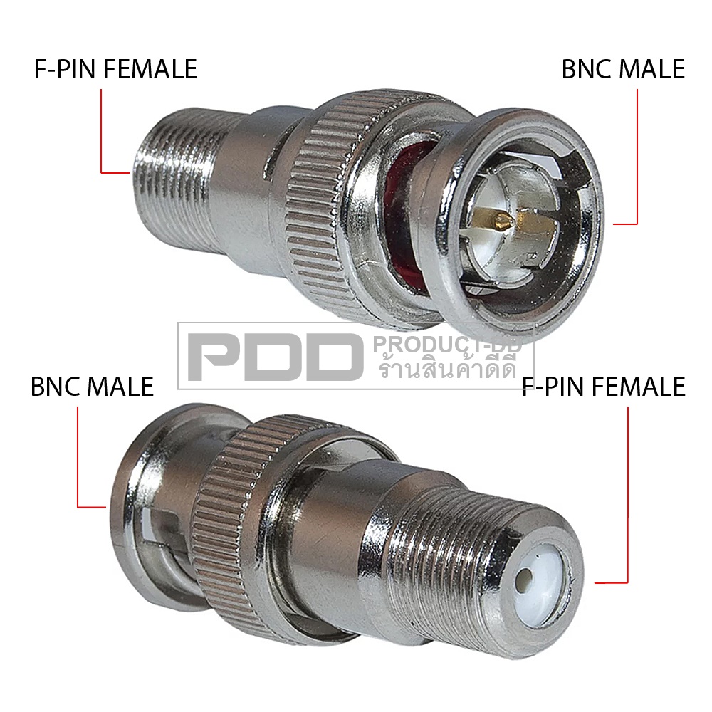 หัวแปลง Connector BNC เป็นแบบ F-Type ตัวเมียแบบเกลียว ใช้ในงานกล้องวจรปิด CCTV