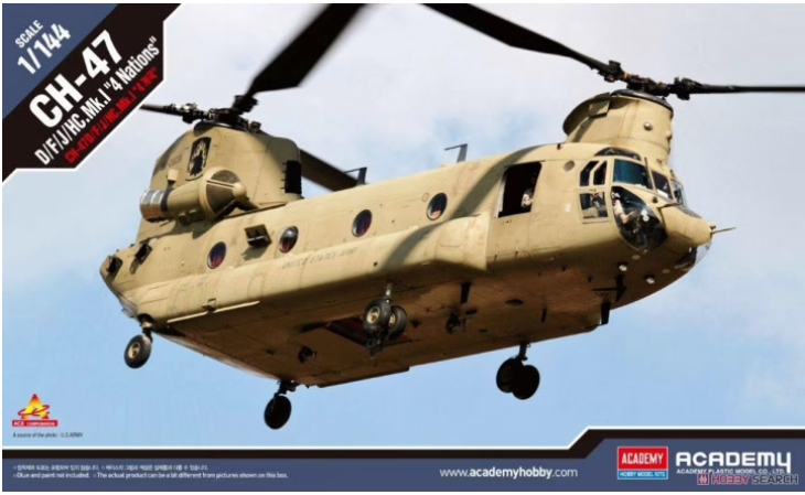 โมเดลเครื่องบิน Academy ขนาด 1/144 AC12624 CH-47D/F/J/HC.MK.1 "4 NATIONS"