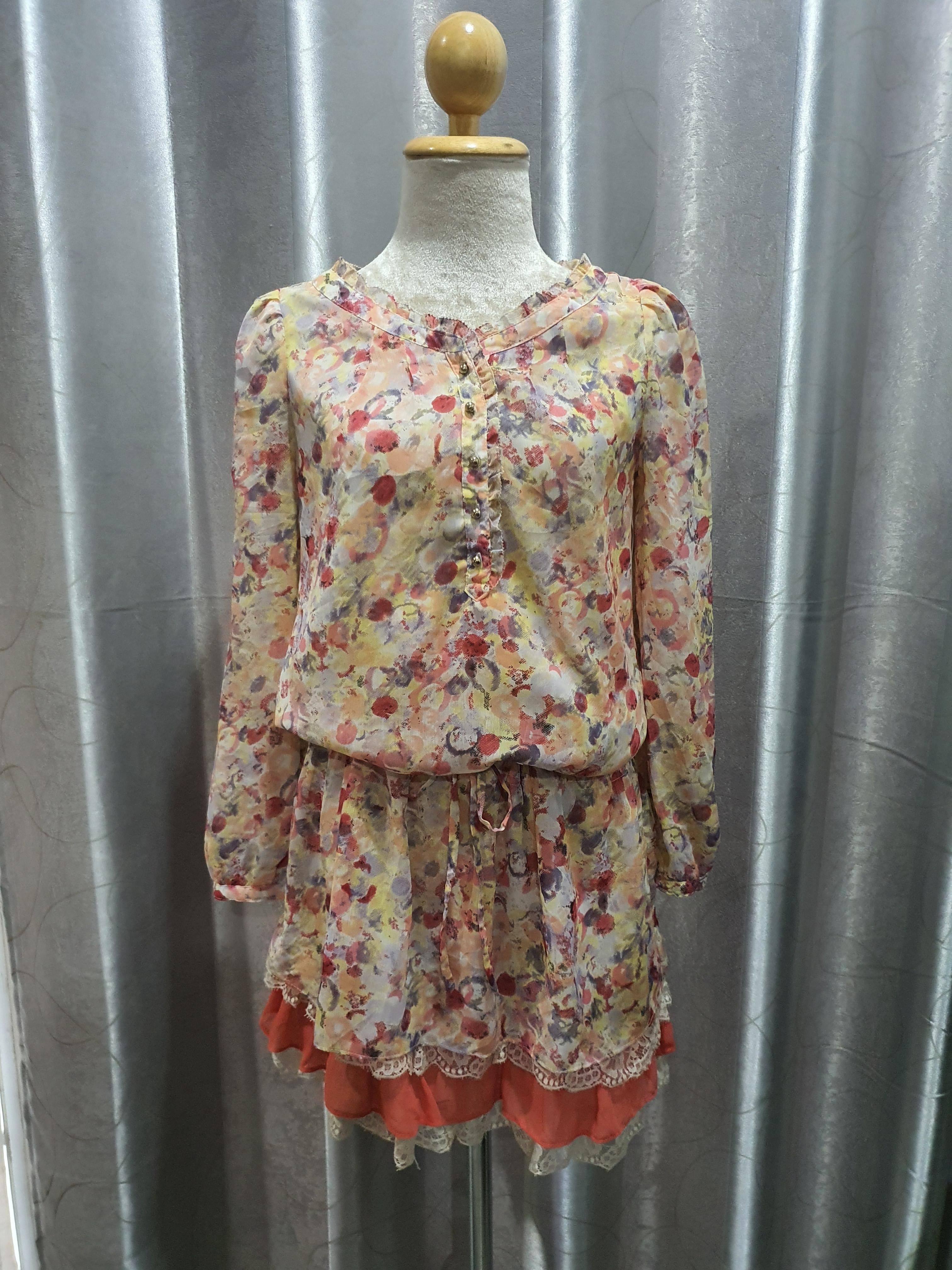 FF01966 เสื้อแฟชั่นชีฟอง มือสอง อก 34 นิ้ว