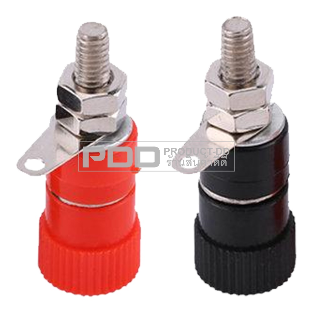 (แพค 1 คู่) บานาน่าแจ๊ค 4 mm ตัวเมีย แบบเดี่ยวขนาด 1.1x3.2 cm สีดำ-แดง สำหรับยึดแท่น