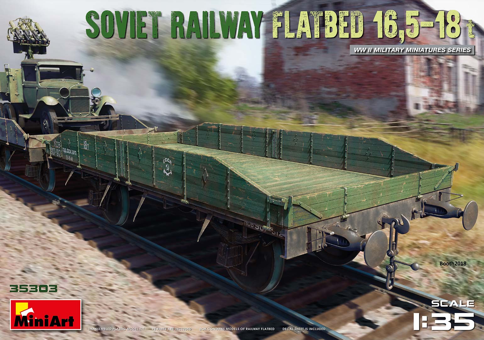 โมเดลตู้รถไฟ MiniArt ขนาด 1/35 MI35303 Soviet Railway Flatbed 16,5-18t