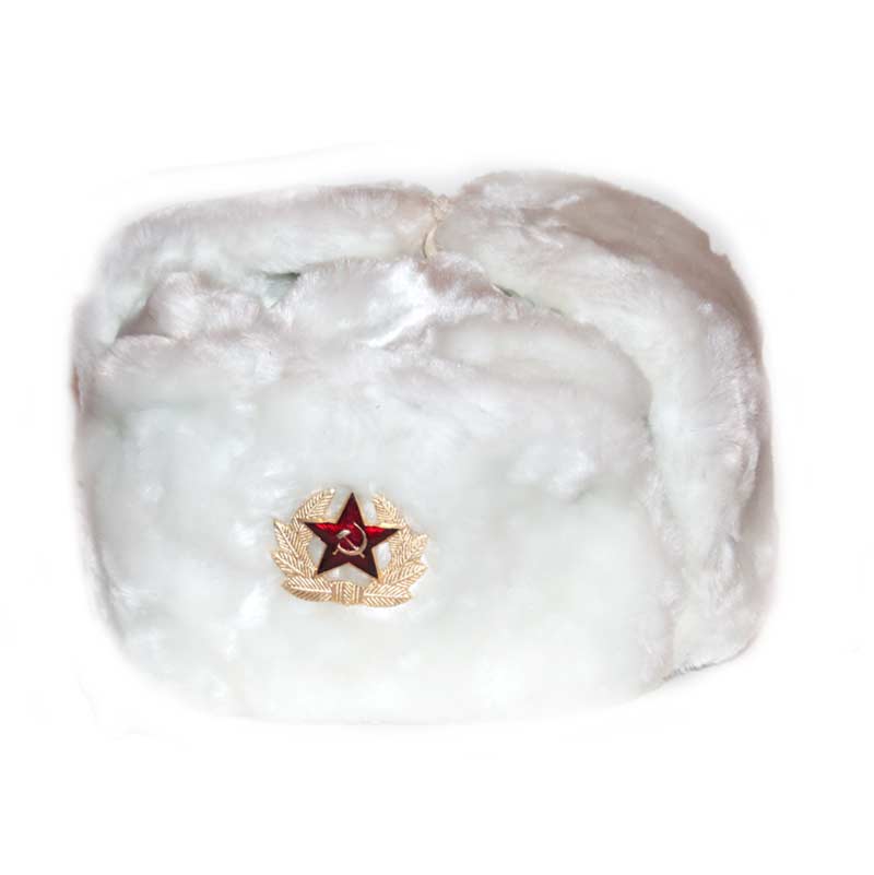หมวกรัสเซีย (shapka ushanka Soviet and Russian winter hat) : White Russian Earflaps Hat