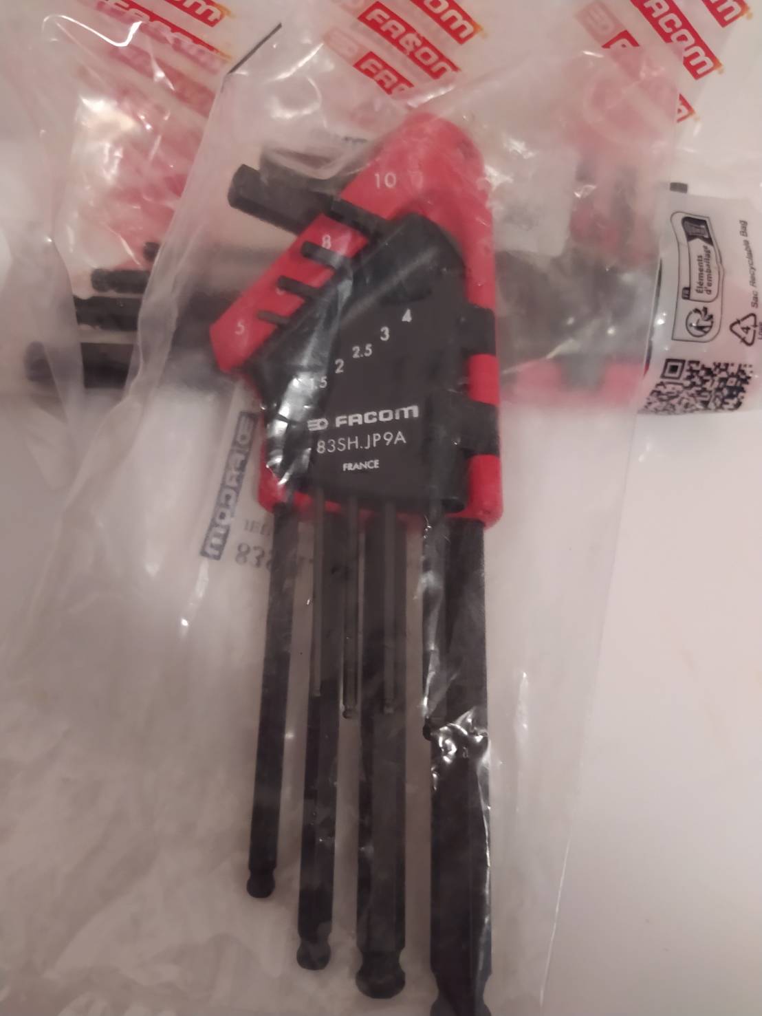 ประแจหัวบอลตัวแอล 9 ชิ้น Facom 9 Pieces L Shape Long Arm Hex Key Set