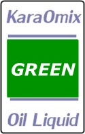 KaraOmix-Green / Liquid oil color :Green สีเขียวละลายในน้ำมัน ของเหลวข้น ทิ้งไว้จะตกตะกอน ควรเขย่าขวดก่อนใช้