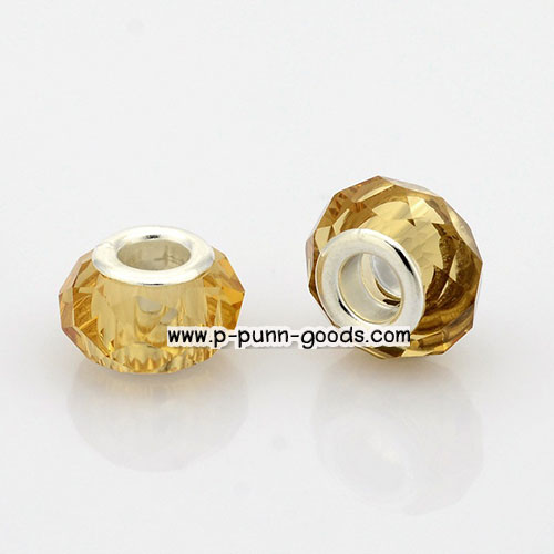 ลูกปัดแก้ว 14x9 มม. ฺBurlyWood (Faceted Glass European Beads)