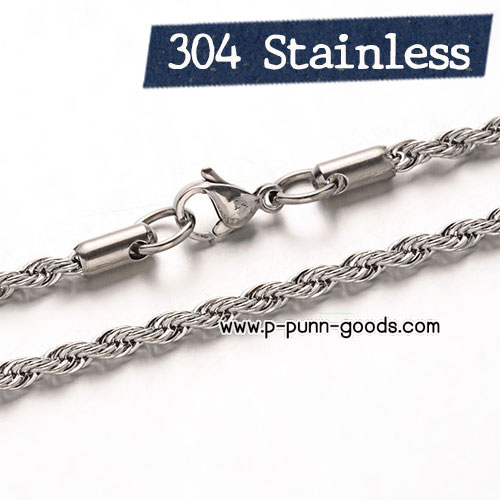 สร้อยคอ Stainless Steel Rope Chain 3มม. 24 นิ้ว