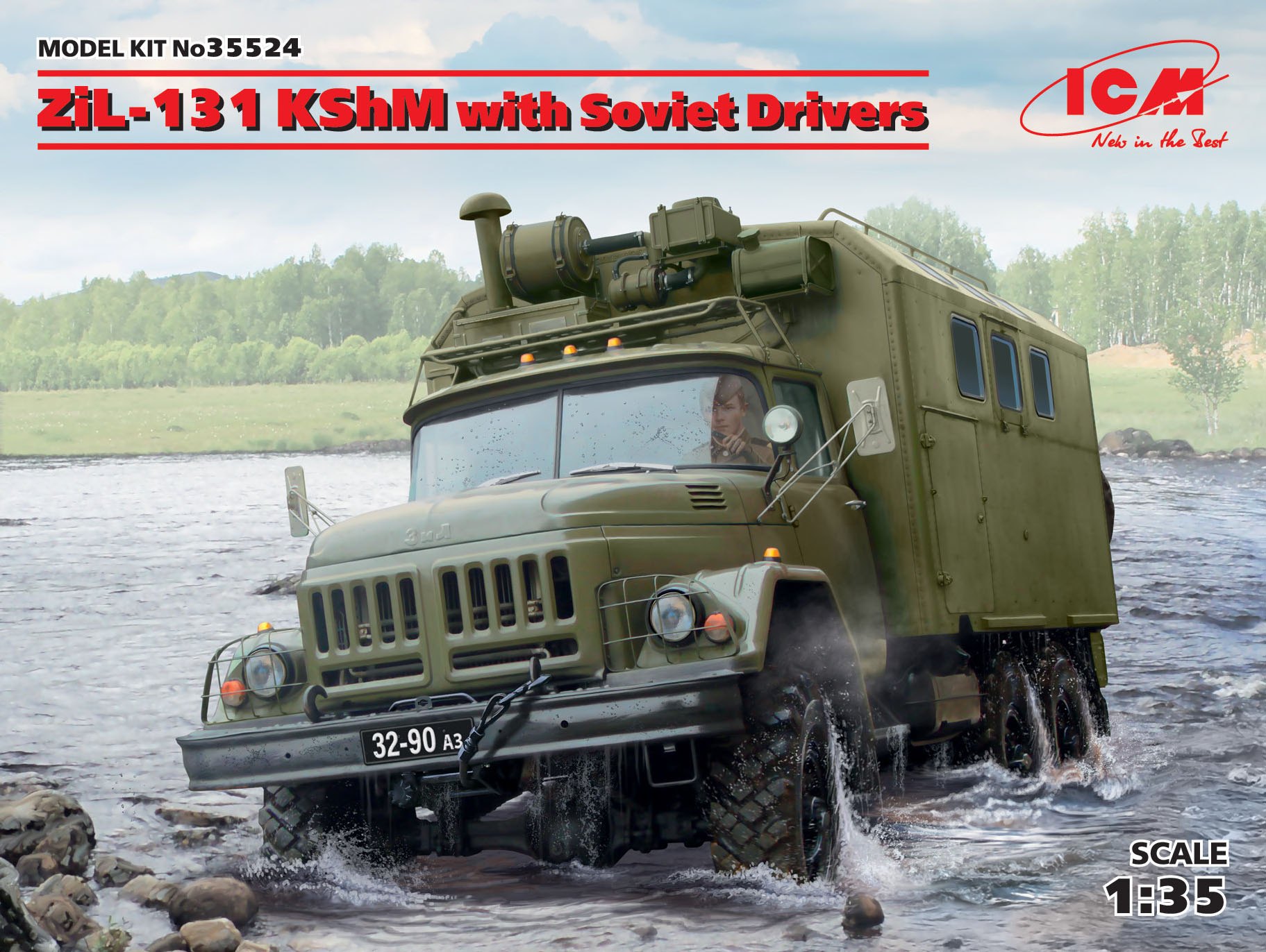 โมเดลรถบรรทุกทหาร ICM ขนาด 1/35 ICM35524 ZiL-131 KShM with Soviet Drivers