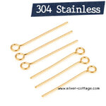 อายพิน สแตนเลส - สีทอง 40มม. [10 ชิ้น] ก้าน 0.6 มม.