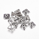 ฝาครอบลูกปัด สี่เหลี่ยม 10มม. สีเงินโบราณ