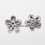 ฝาครอบลูกปัด ดอกไม้ 11.5มม. สีเงินโบราณ