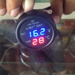 เกจ์วัด 3 in 1 วัด volt 12-24 V, อุณหภูมิ, USB (เสียบกับที่จุดบุหรี่)