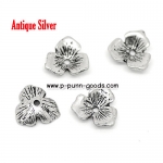 ฝาครอบลูกปัด ดอกไม้ 3 กลีบ 11มม. สีเงินโบราณ