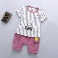 เสื้อยืดเด็กชายลายขวาง+ กางเกงม่วง ไซส์110