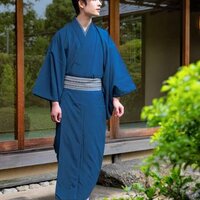 ชุดกิโมโนชายแบบดั้งเดิม (สีน้ำเงิน) 男性の伝統的な着物 (青い) Traditional Men's Kimono (blue)