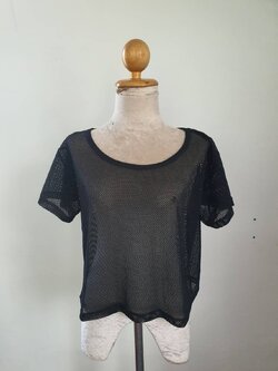 FF05525 เสื้อตาข่าย สีดำ ใส่คลุมออกกำลังกาย