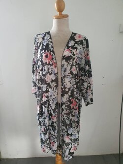 FF05860 เสื้อคลุมแฟชั่น ชีฟอง มือสอง ลายดอกไม้ อก 44 นิ้ว