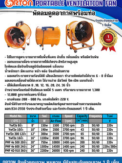 พัดลมท่อ ,พัดลมดูดอากาศโรงงาน, พัดลมดูดฝุ่นงานก่อสร้าง , พัดลมก่อสร้าง ,พัดลมท่อดูดอากาศ,