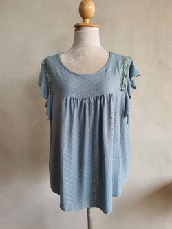 FF05112 เสื้อผ้ามือสอง สีเขียวหม่น สวยๆ แบรนด์ shein อก 50-56 นิ้ว