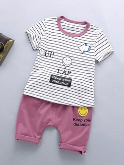 เสื้อยืดเด็กชายลายขวาง+ กางเกง