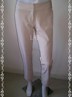 FF06005 กางเกงผ้า สีเบจครีมอ่อน แบรนด์เนม มือสอง ZEIN size L เอว 30 นิ้ว